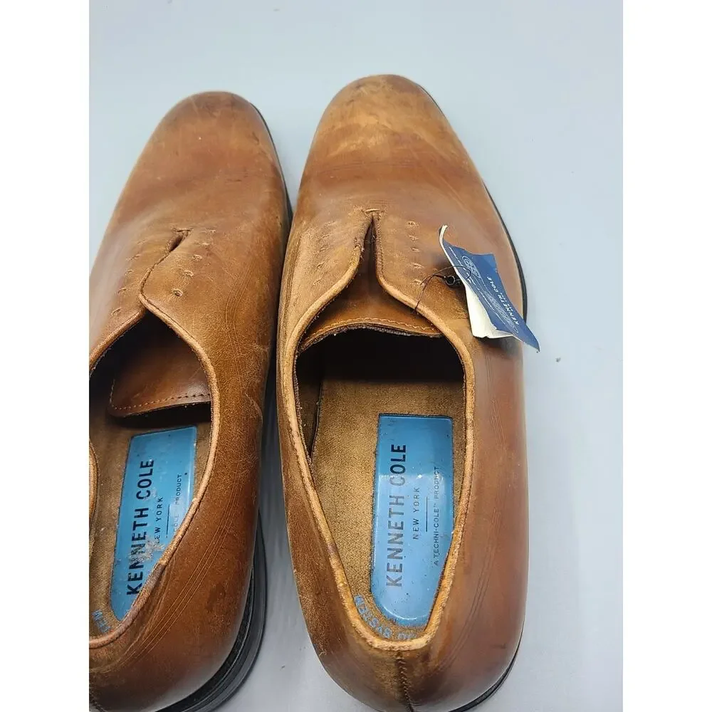 New men's 8.5 Kenneth Cole Ticketpod lace up brown leather Oxford shoes WalkBase